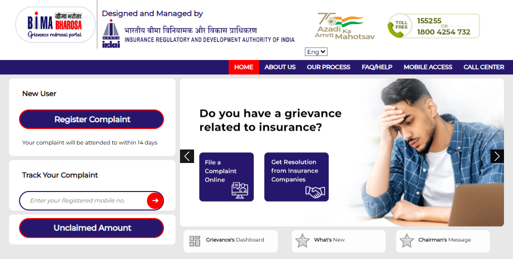 How to File an Online Complaint Through Bima Bharosa Portal