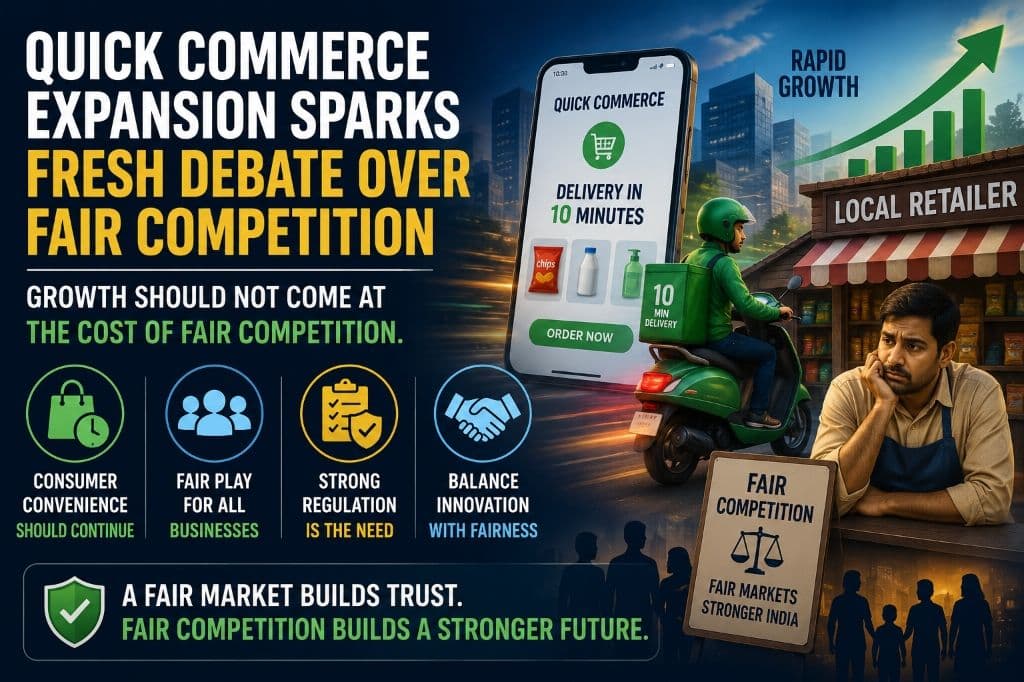 Quick Commerce Expansion Sparks Fresh Debate Over Fair Competition Illustration