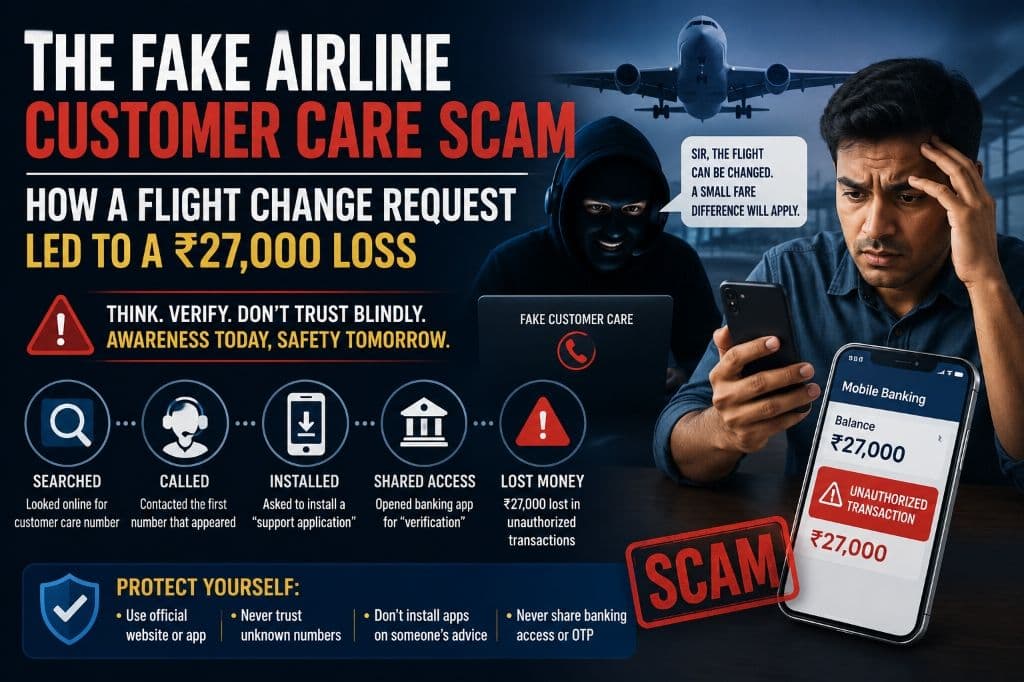 The Fake Airline Customer Care Scam: How a Flight Change Request Led to a ₹27,000 Loss